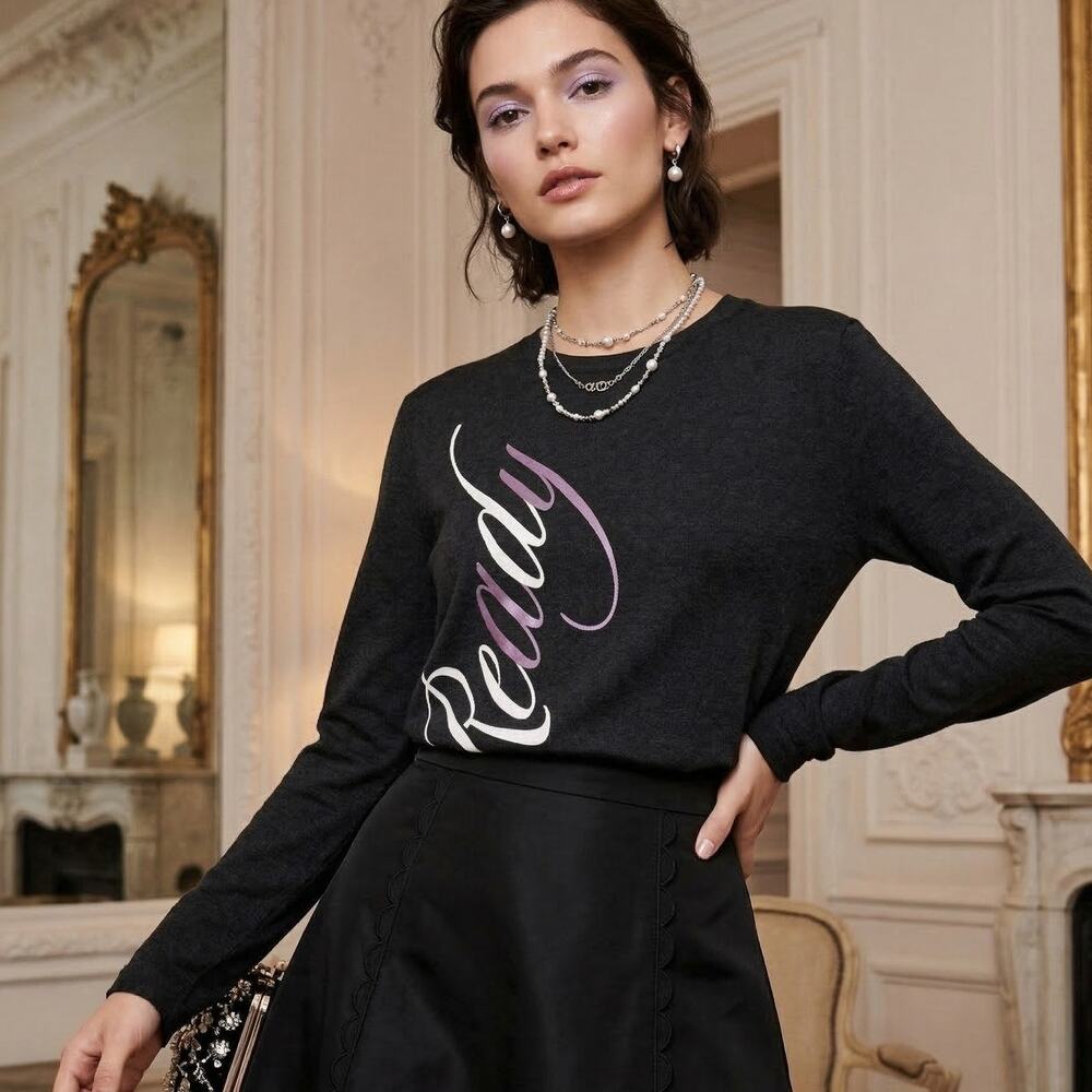 RED Valentino Crew Neck Pullover in Black READY Print size Medium